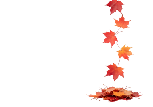 Autumn Maple Leaves Side Fall PNG – Vertical Falling Leaf Element for Seasonal Designs