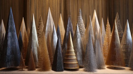 modern minimalist artificial christmas trees in metallic tones for a stylish holiday display