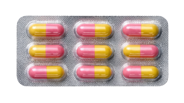 Isolated pills and capsules on white background for medical or pharmacy concepts like health and medication