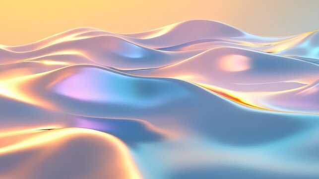 Iridescent liquid waves creating a metallic fluid background