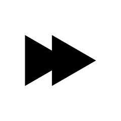 Black double right arrow icon representing fast forward, skip, next, or playback control. essential for user interface design.