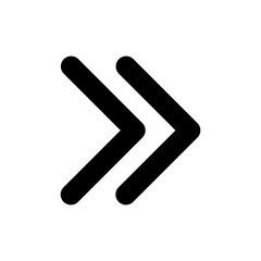 Black double right arrow icon illustrating fast forward, next, or skip functions in digital media players and web interfaces.