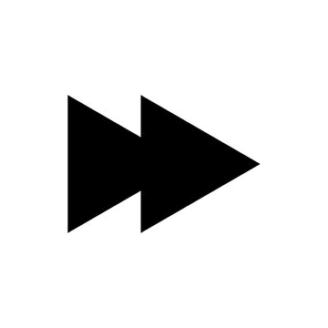 Black double right arrow icon representing fast forward, skip, next, or playback control. essential for user interface design.