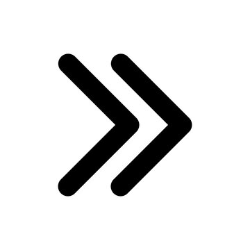 Black double right arrow icon illustrating fast forward, next, or skip functions in digital media players and web interfaces.