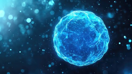 Glowing blue abstract cell or microscopic organism rendering