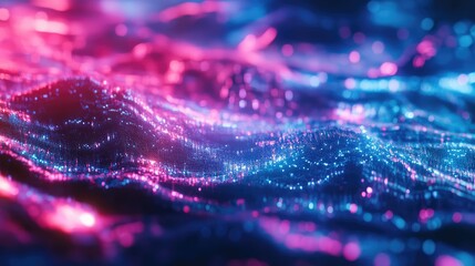 Digital data network moving computing particles background