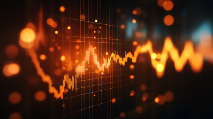 Dynamic glowing stock market chart showing financial trends and data analysis for business insights