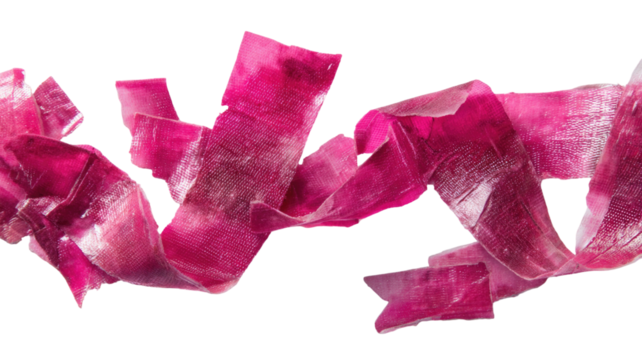 Pink and purple silk ribbons isolated for a colorful holiday gift present