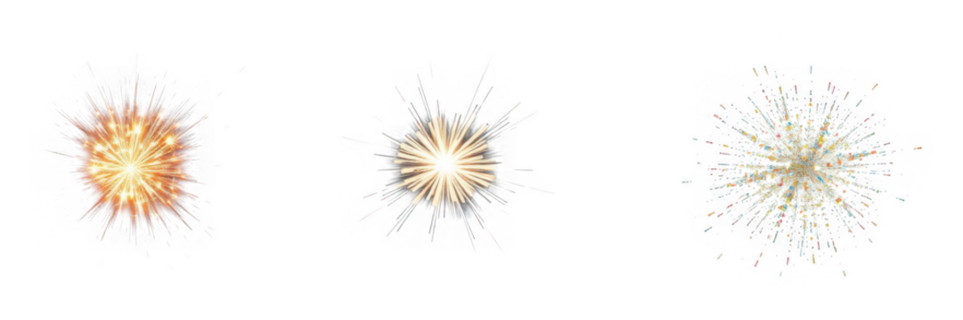 Three stages of dandelion seed heads against a white background.