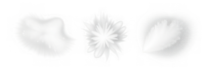 Abstract White Shapes: Cloud-like Forms and Radial Burst.