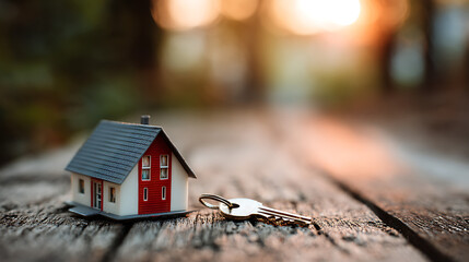 small house model with key for homeownership concept showing property investment real estate planning financial management and dream house lifestyle in modern imagery