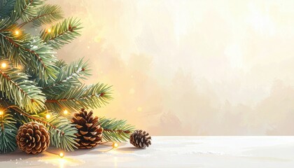 Christmas tree branch with lights