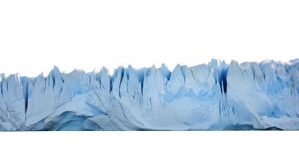 Majestic glacier wall with jagged ice face, shades of blue and white revealing natural layers, powerful symbol of frozen wilderness and raw nature.