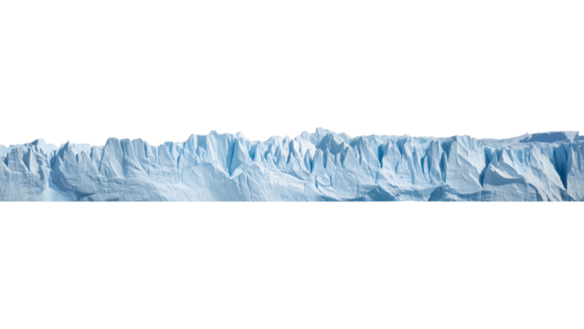 Majestic glacier wall with jagged ice face, shades of blue and white revealing natural layers, powerful symbol of frozen wilderness and raw nature.
