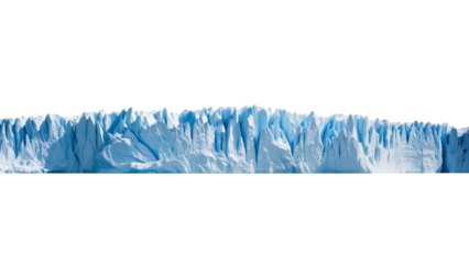 Majestic glacier wall with jagged ice face, shades of blue and white revealing natural layers, powerful symbol of frozen wilderness and raw nature.