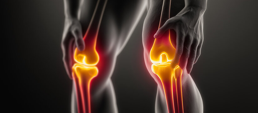 sportsman holds painful knees injury