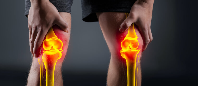 sportsman holds painful knees injury - Powered by Adobe