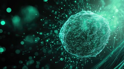 Digital network sphere connecting data particles technology concept