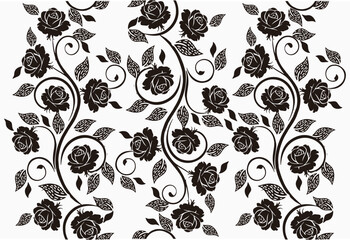 Black and white floral motif Batik indonesia