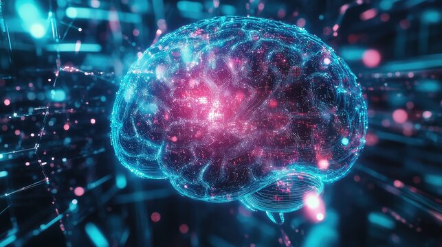 Artificial intelligence brain processing digital data network