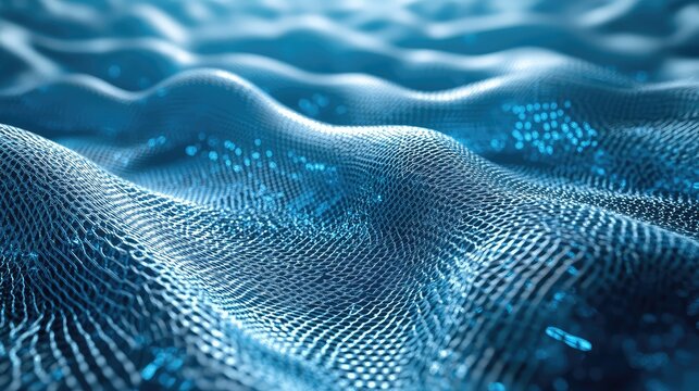 Digital network mesh forming abstract data waves