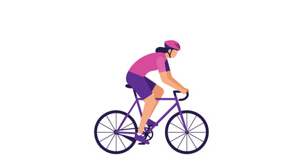 Obraz premium Woman Cyclist Riding a Bicycle in a Competitive Cycling Race Vector Illustration american football
