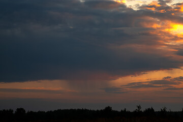 Scenic view dramatic beautiful sunset sky. Sky at sunrise or sunset in summer