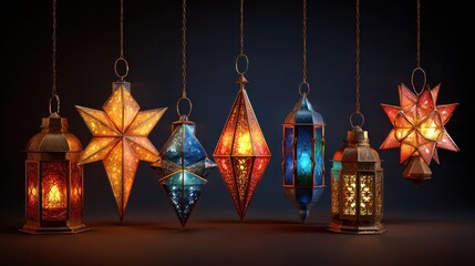 parol christmas lantern set including traditional capiz multicolored and modern designs isolated festive holiday decor collection