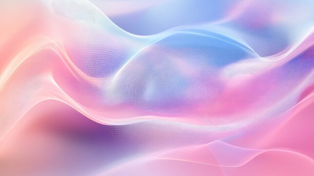 Flowing pastel mesh waves creating soft abstract background - Powered by Adobe