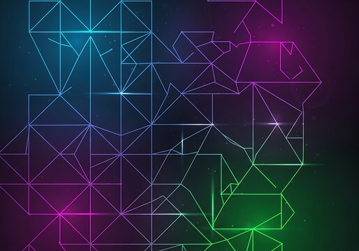 Geometric network of vibrant neon lines against a gradient backdrop