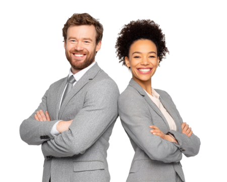 Two business people standing back to back - Powered by Adobe