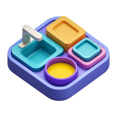 Fototapeta premium Isometric kitchen sink and containers