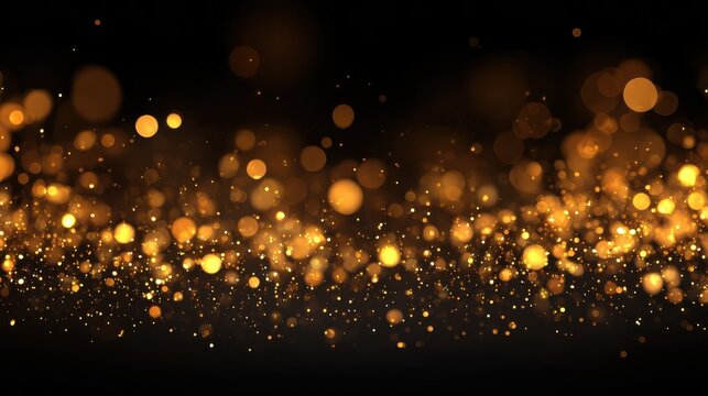 luxury gold bokeh on black background elegant glitter lights abstract dark backdrop with soft silhouette for festive decoration glamorous party invitations event posters web banners and modern design