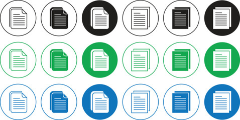 Document paper icon set. File type icons represent different files and pages isolated on transparent background. Copy icon vector symbol for mobile apps and website UI designs.