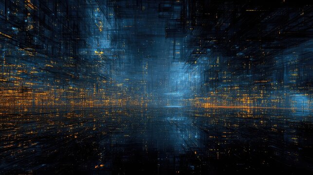 Digital city grid showing connected data stream lines