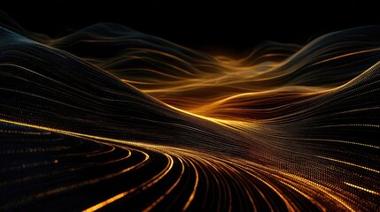 Digital data flowing across abstract wave particle landscape