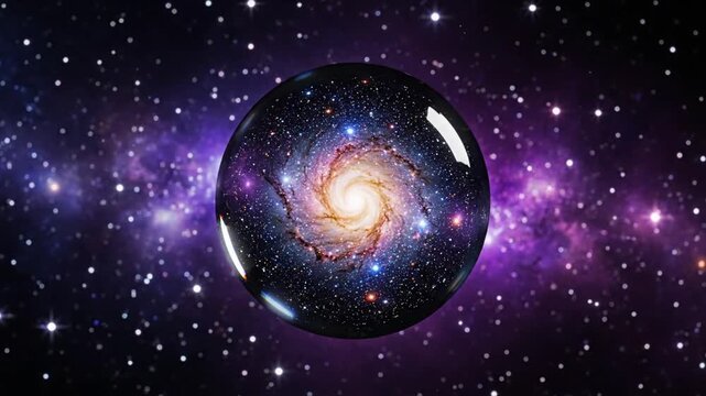 Swirling galaxy encased in cosmic bubble