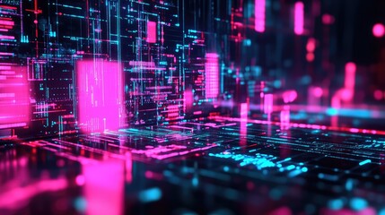 Futuristic digital data stream creating abstract cyber space