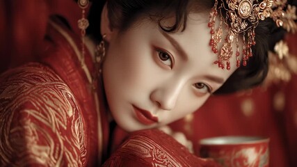 Exquisite and classical Tang Dynasty bride makeup is beautiful and aesthetic
