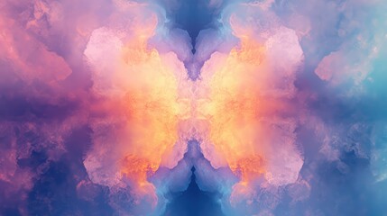 Abstract butterfly cloud formation creating vibrant symmetrical art