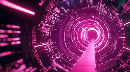 Digital data flowing through abstract futuristic tunnel