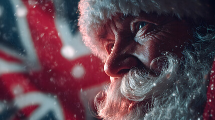 Santa Claus portrait with UK flag