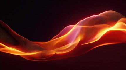 Glowing futuristic grid weaving a fiery data wave