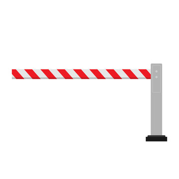 Stop sign vector. Closed automatic barrier on white background. Vector illustration. Railroad Crossing Gate vector. Road sign vector.