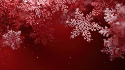 festive red snowflake cascade glowing holiday backdrop banner copy space winter design