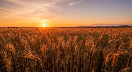 wheat field at sunset