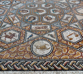 Ancient roman mosaic on the floor