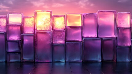 Abstract geometric background with glowing rectangular shapes in purple and pink hues
