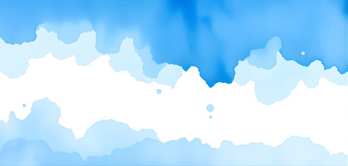 Fototapeta premium Frosty blue watercolor splashes blending into white, with soft hand-painted ice crystal shapes fading into the background.