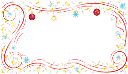 Beautiful New Year's background with Christmas toys and snowflakes
